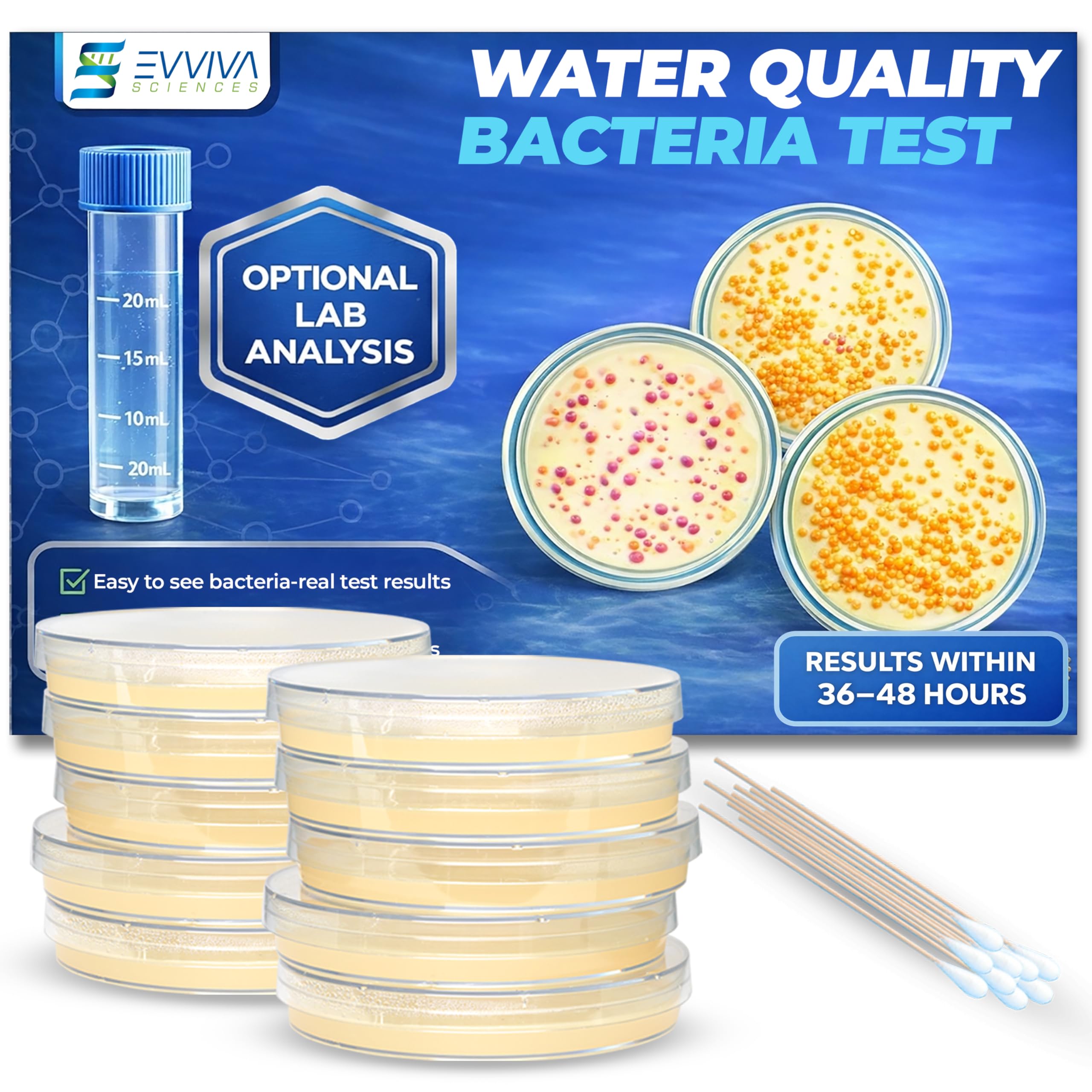 Evviva Sciences Water Bacteria Test Kit – 10 tests for total bacteria ...